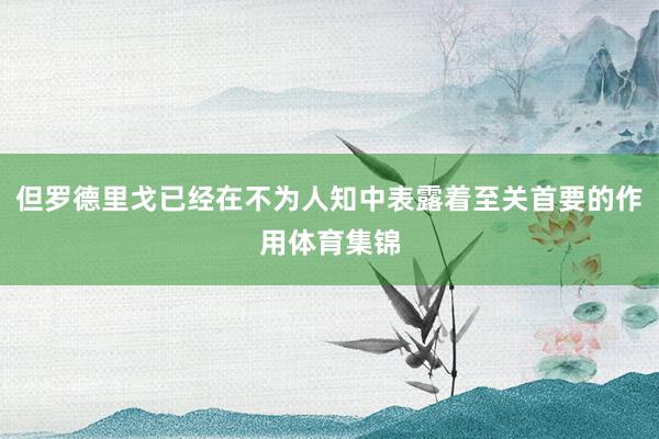 但罗德里戈已经在不为人知中表露着至关首要的作用体育集锦