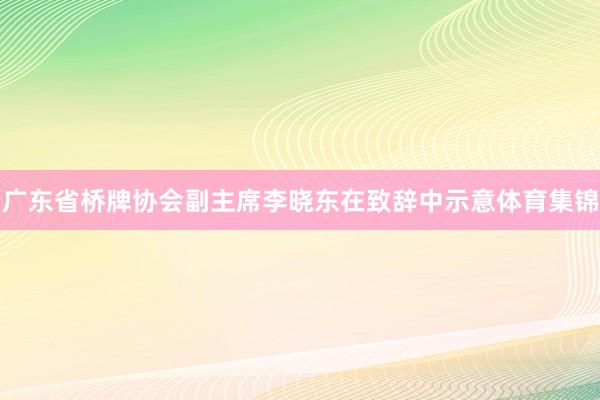 广东省桥牌协会副主席李晓东在致辞中示意体育集锦