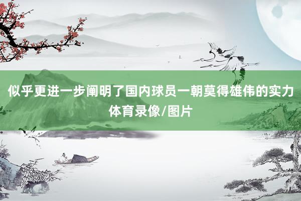 似乎更进一步阐明了国内球员一朝莫得雄伟的实力体育录像/图片